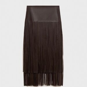 Fringe vegan leather skirt